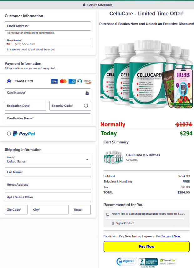 cellucare-secure-checkout-page